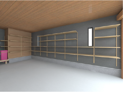 収納棚付きガレージ